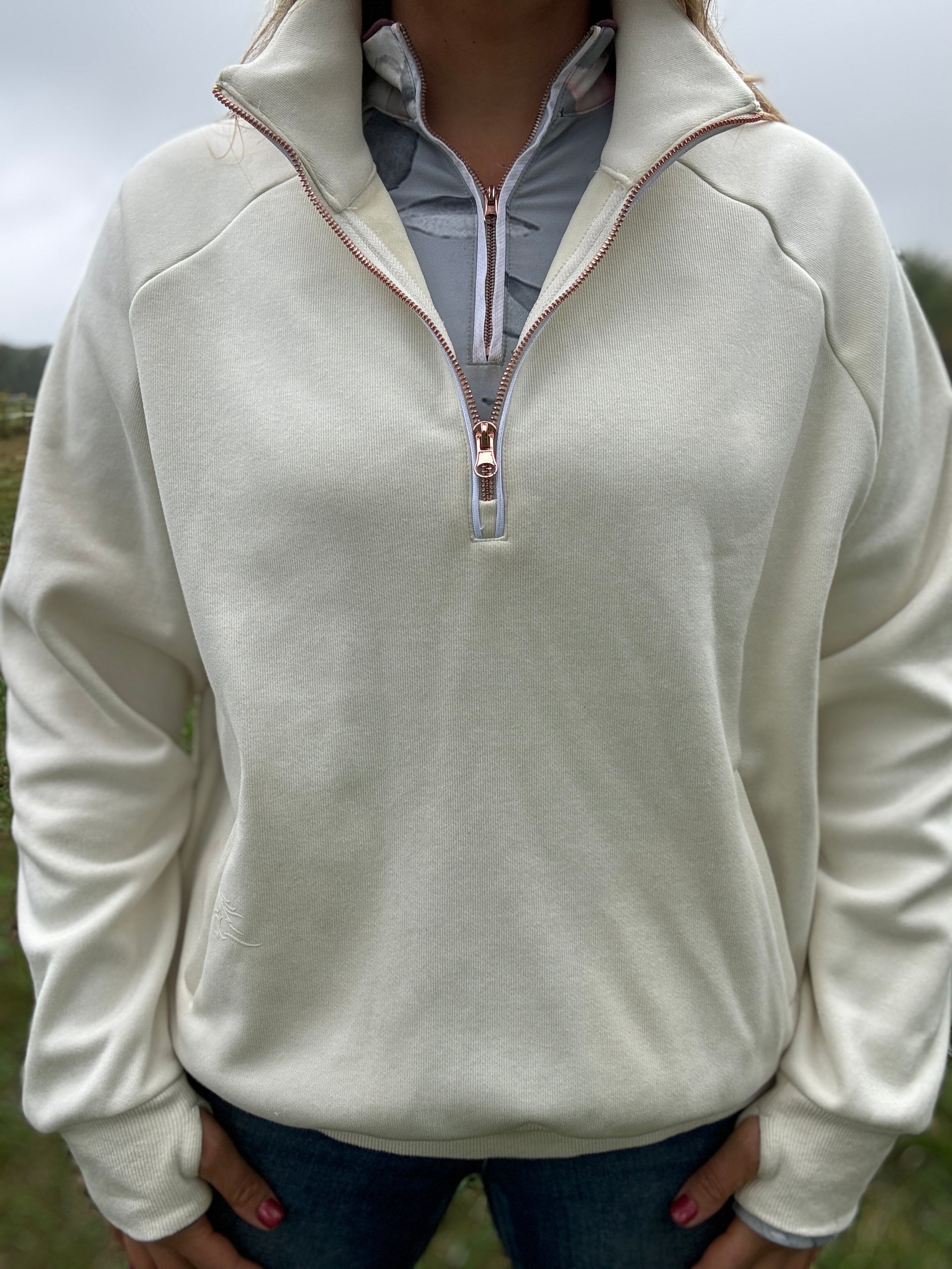 PRE ORDER 💚Molly - Rose Gold 1/4, Zip Thumb Hole, Oversize Sweatshirt
