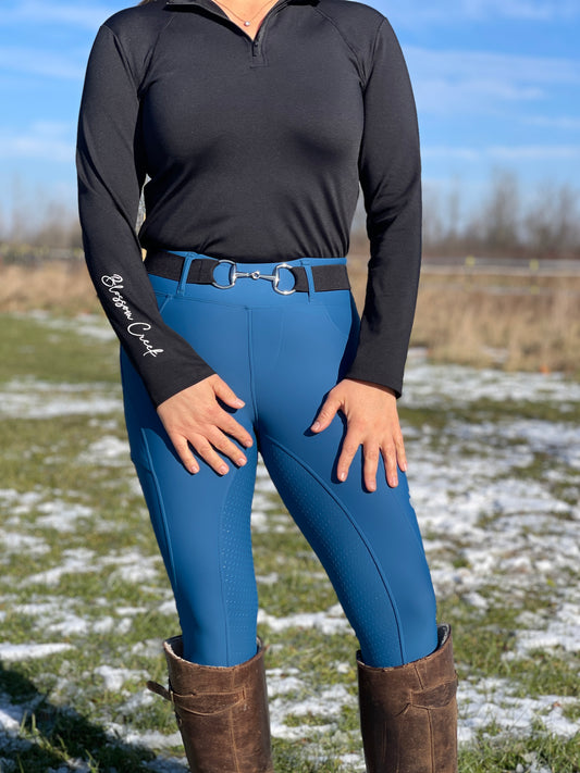 Natalie 1/4 Zip, Midnight Black - Fleece Lined Long Sleeve