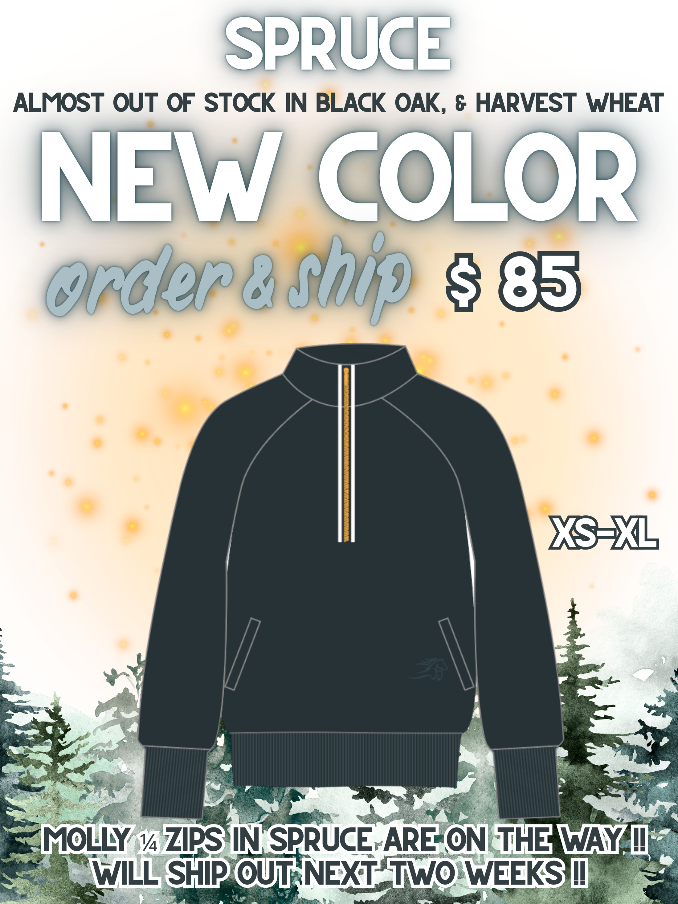 PRE ORDER SPRUCE 💚 & Black Oak 🖤Molly - Rose Gold 1/4, Zip Thumb Hole, Oversize Sweatshirt