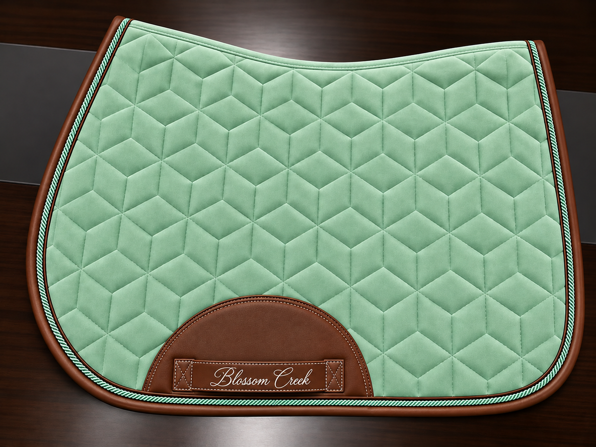 Mint Suede Saddle Pad, Brown Leather Trim (Pre-order)