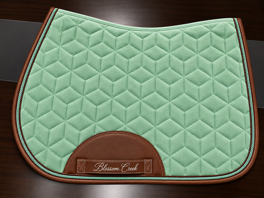 Mint Suede Saddle Pad, Brown Leather Trim (Pre-order)