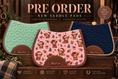 Load image into Gallery viewer, Highland Holiday saddle pad with pink Highland cow Christmas print
