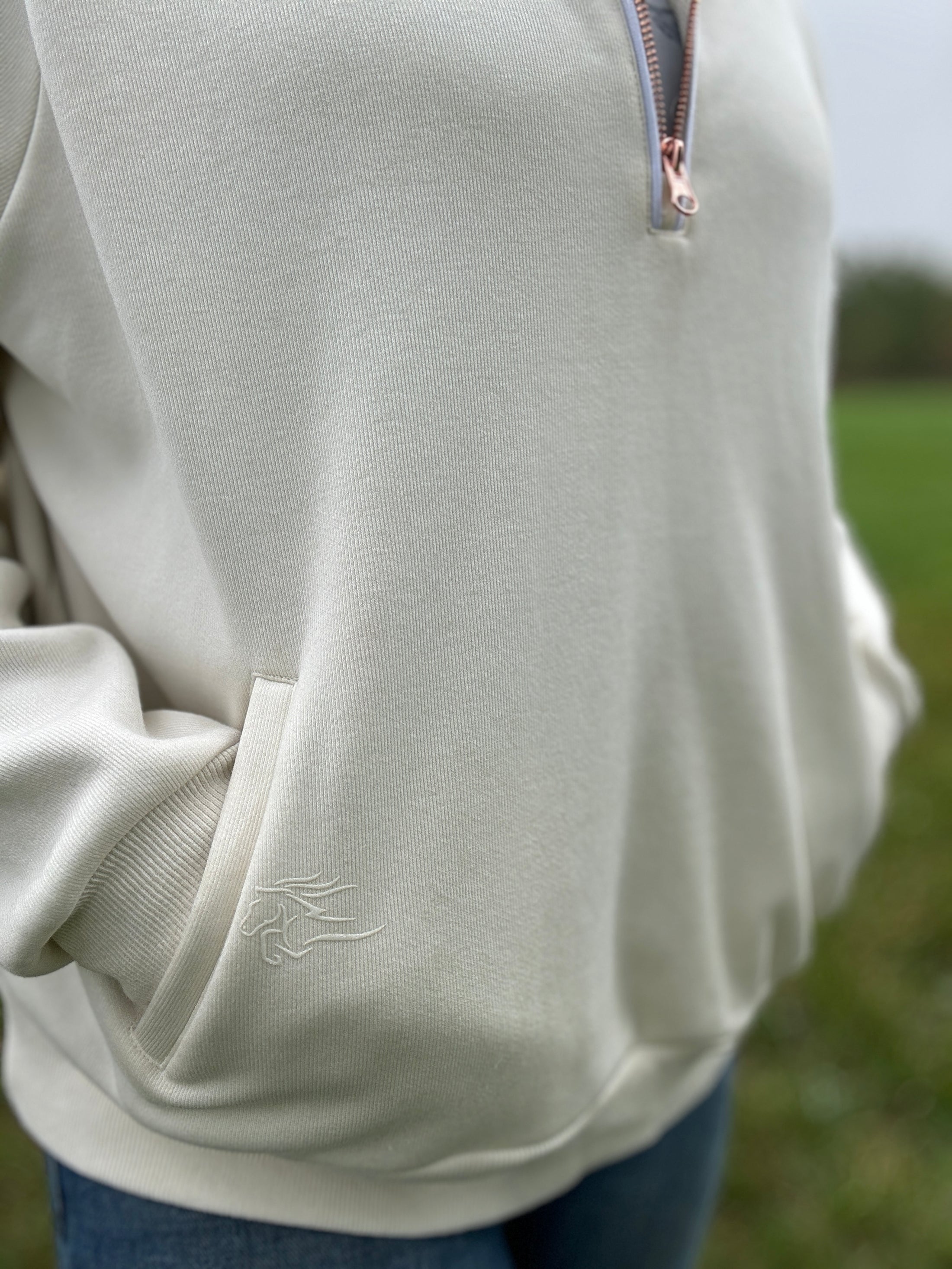 Molly - Rose Gold 1/4, Zip Thumb Hole, Oversize Sweatshirt